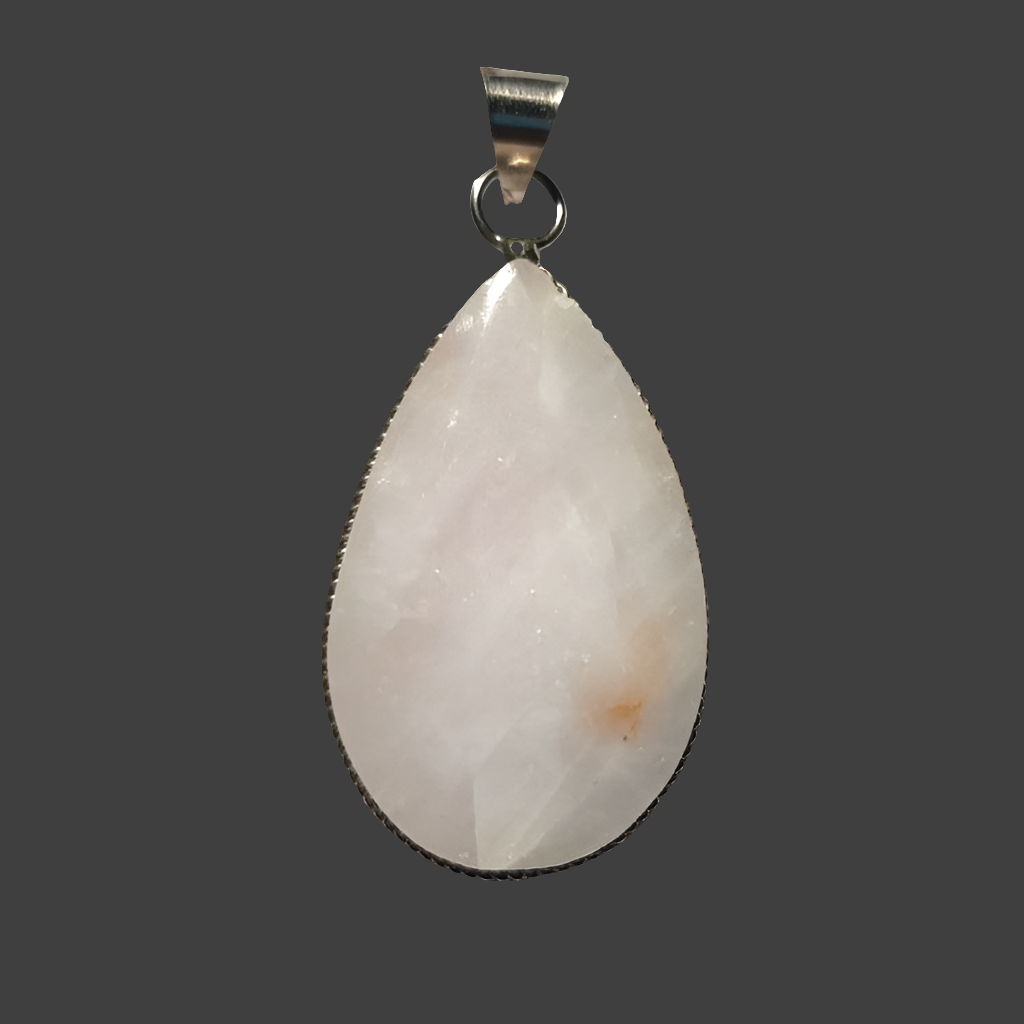 Double silver plated rose quartz pendant