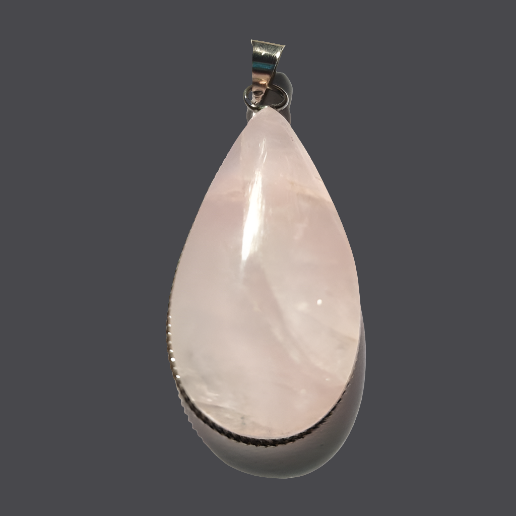 Double silver plated rose quartz pendant