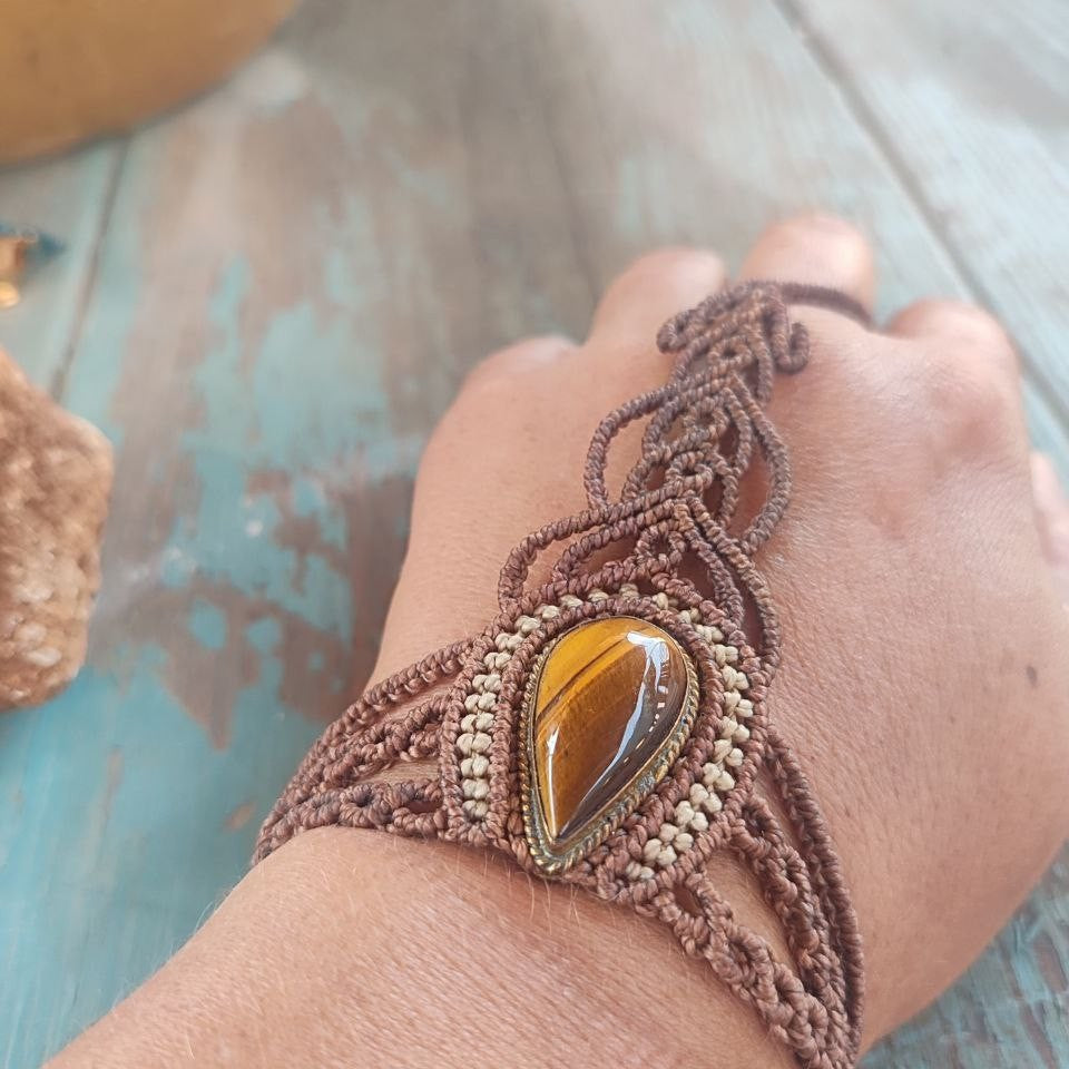pulsera de mano completa y ojo de tigre