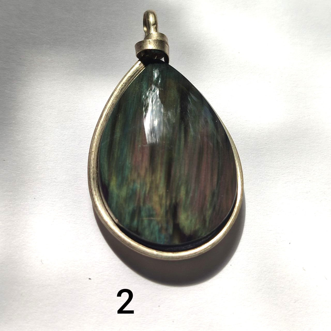 Colgante obsidiana manto huichol lagrima
