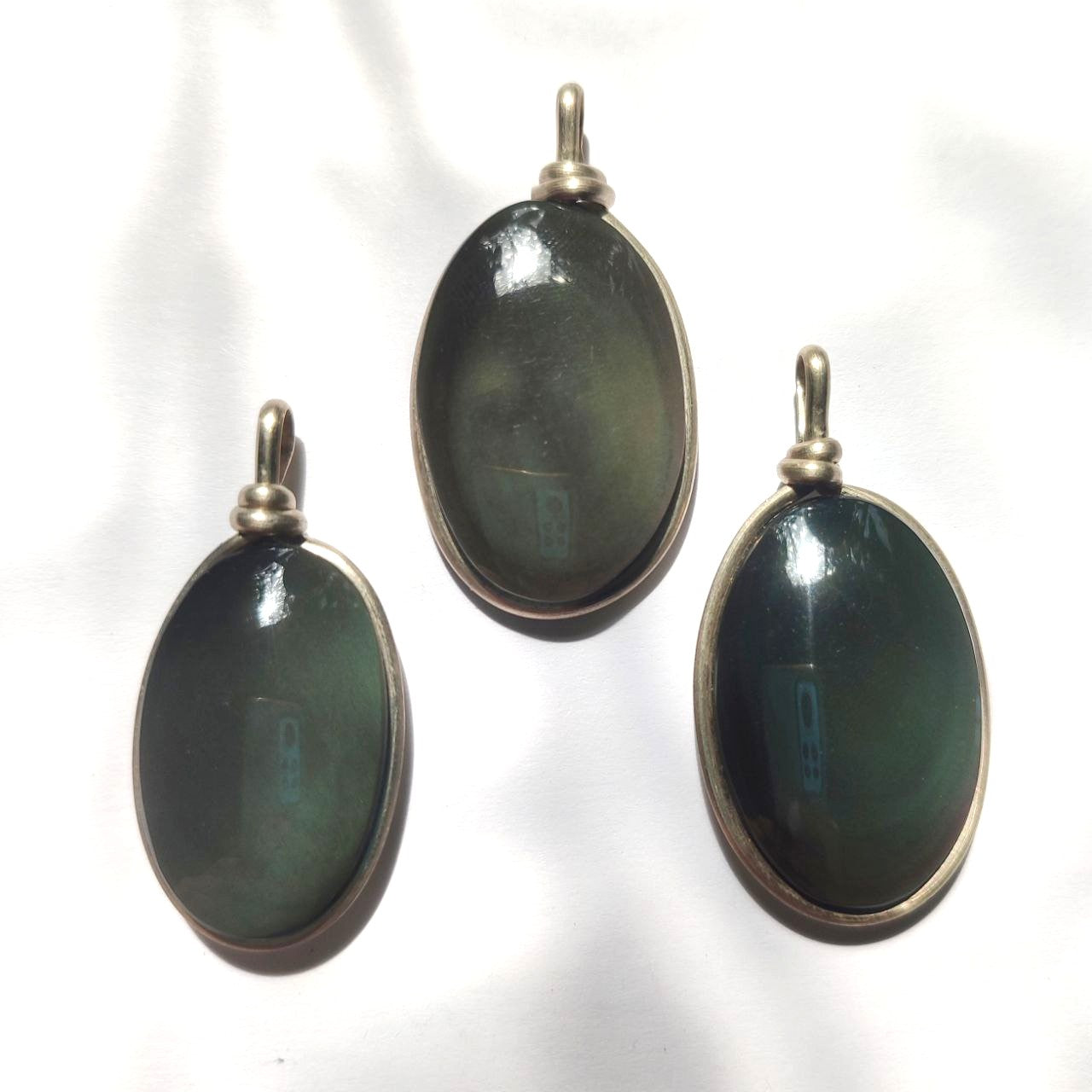 Colgante obsidiana arco iris ovalado