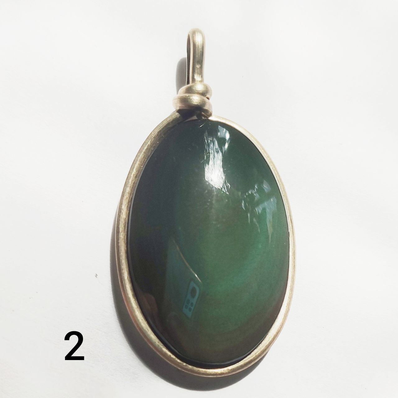 Colgante obsidiana arco iris ovalado