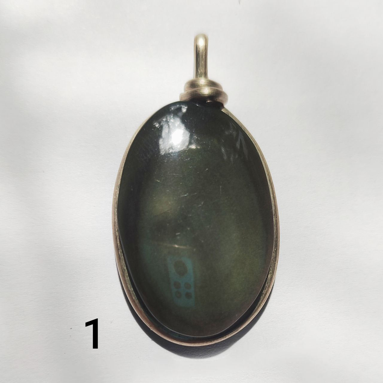 Colgante obsidiana arco iris ovalado