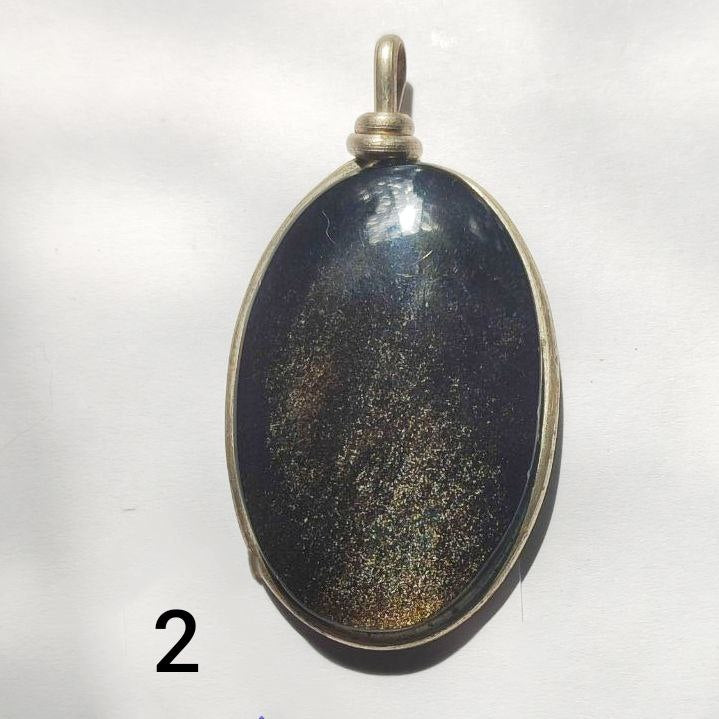 Colgante ovalado de obsidiana dorada XL