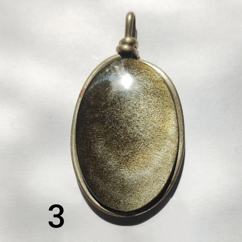 Colgante ovalado de obsidiana dorada XL