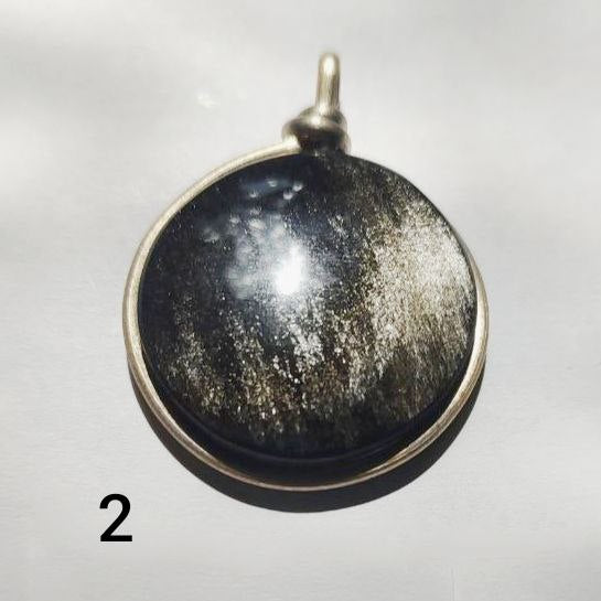 Colgante de obsidiana plateada xl