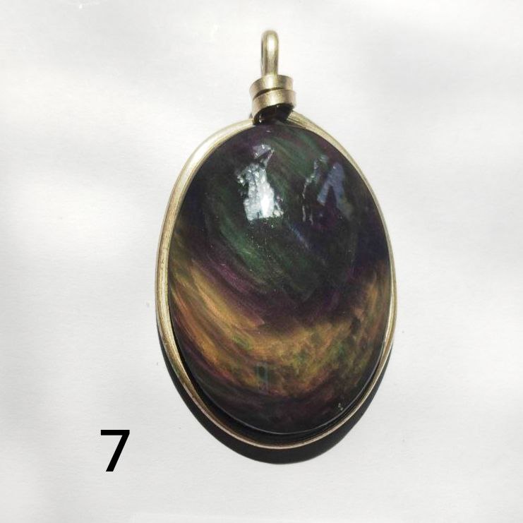 Colgante obsidiana manto huichol xl ovalado