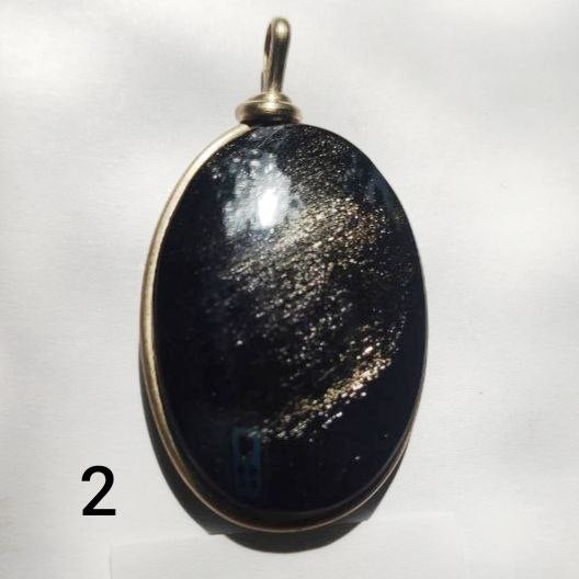 Colgante de obsidiana plateada xl ovalado