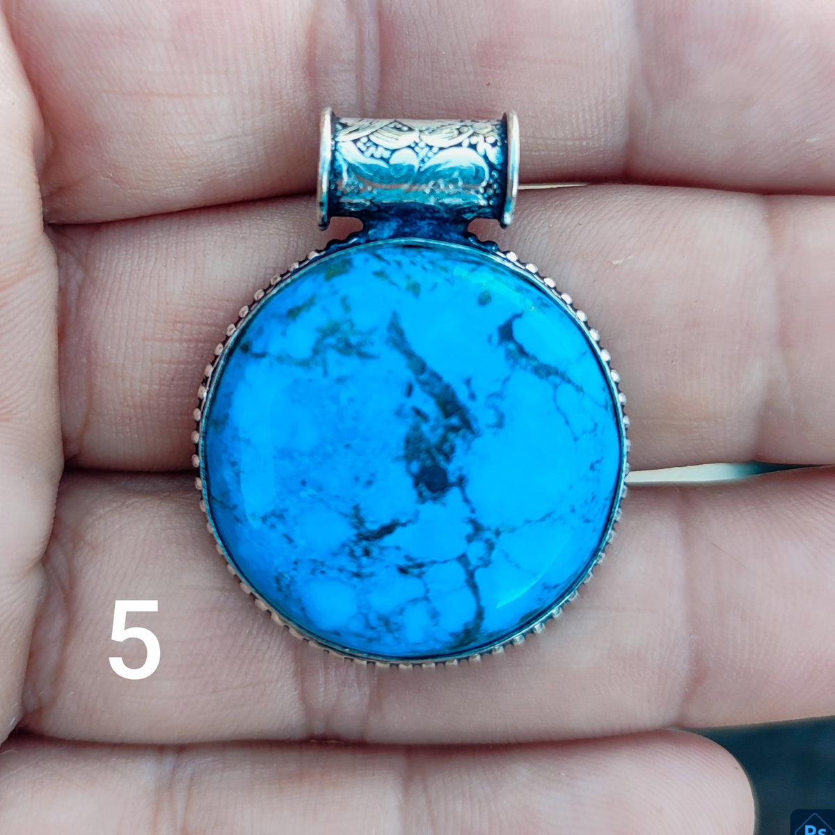 Colgante Turquesa con Reasa Tubular | Joyería de la India