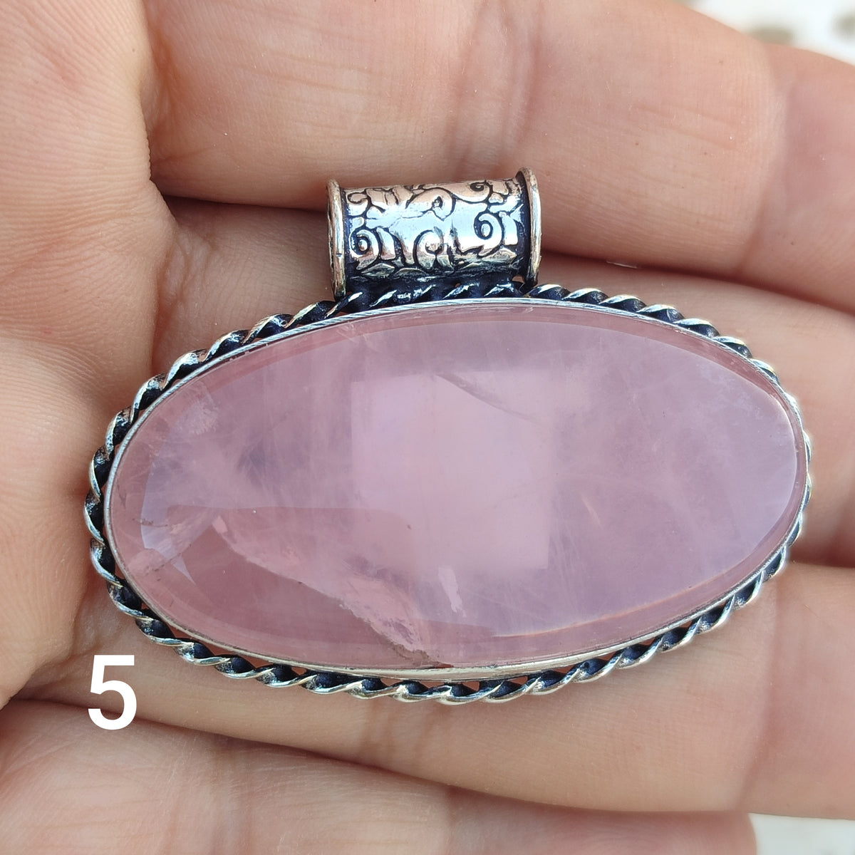 Colgante de Cuarzo Rosa Grande | Joyería de la India