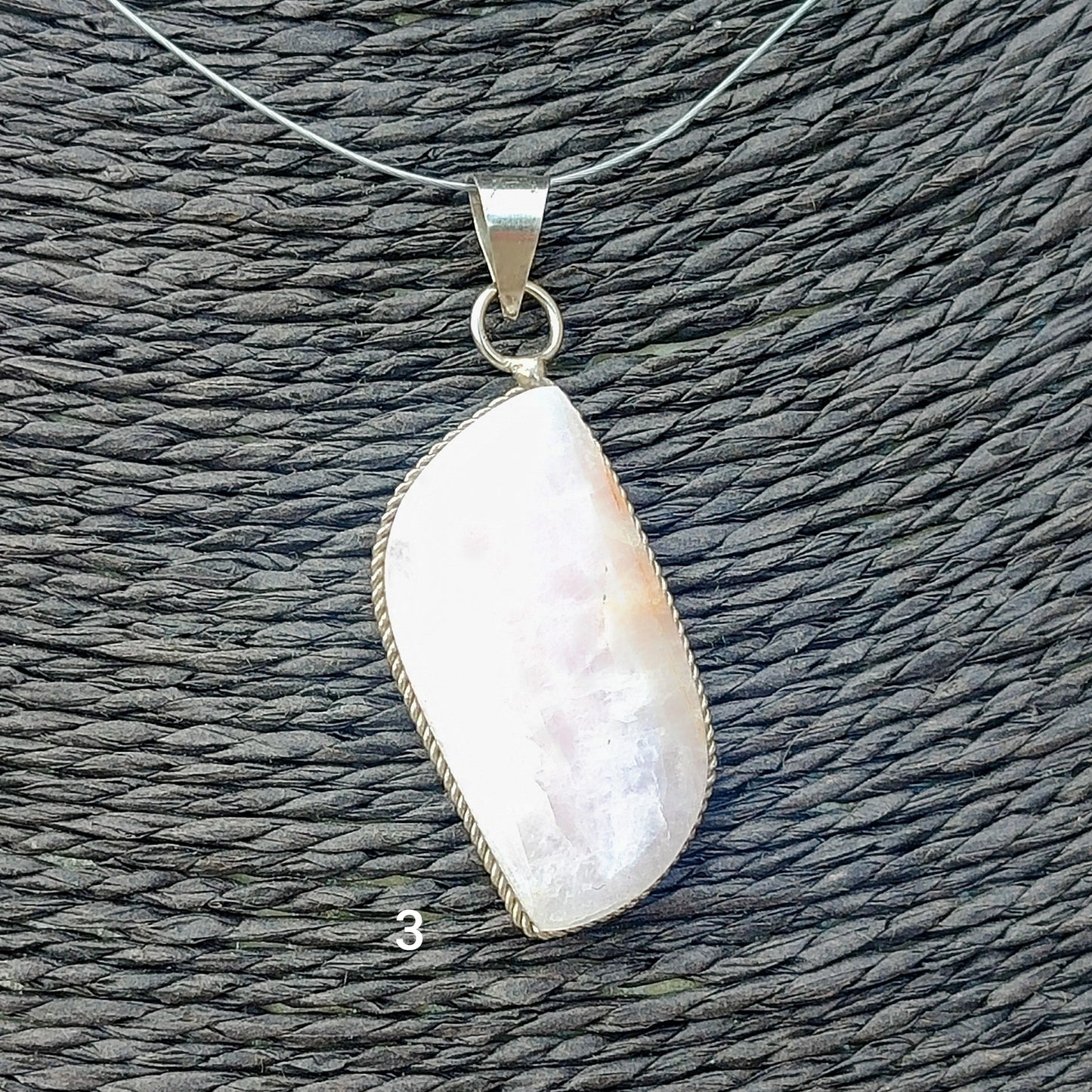 Double silver plated rose quartz pendant