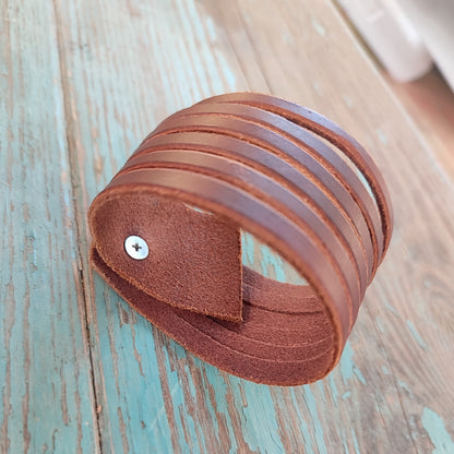 Bracelet en cuir large unisexe, manchette large en cuir, bracelet en cuir