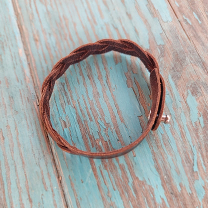 Bracelet en cuir tressé, tresse sans extrémités, une pièce, cuir classique