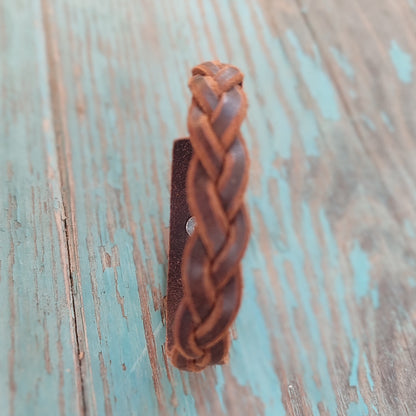 Bracelet en cuir tressé, tresse sans extrémités, une pièce, cuir classique