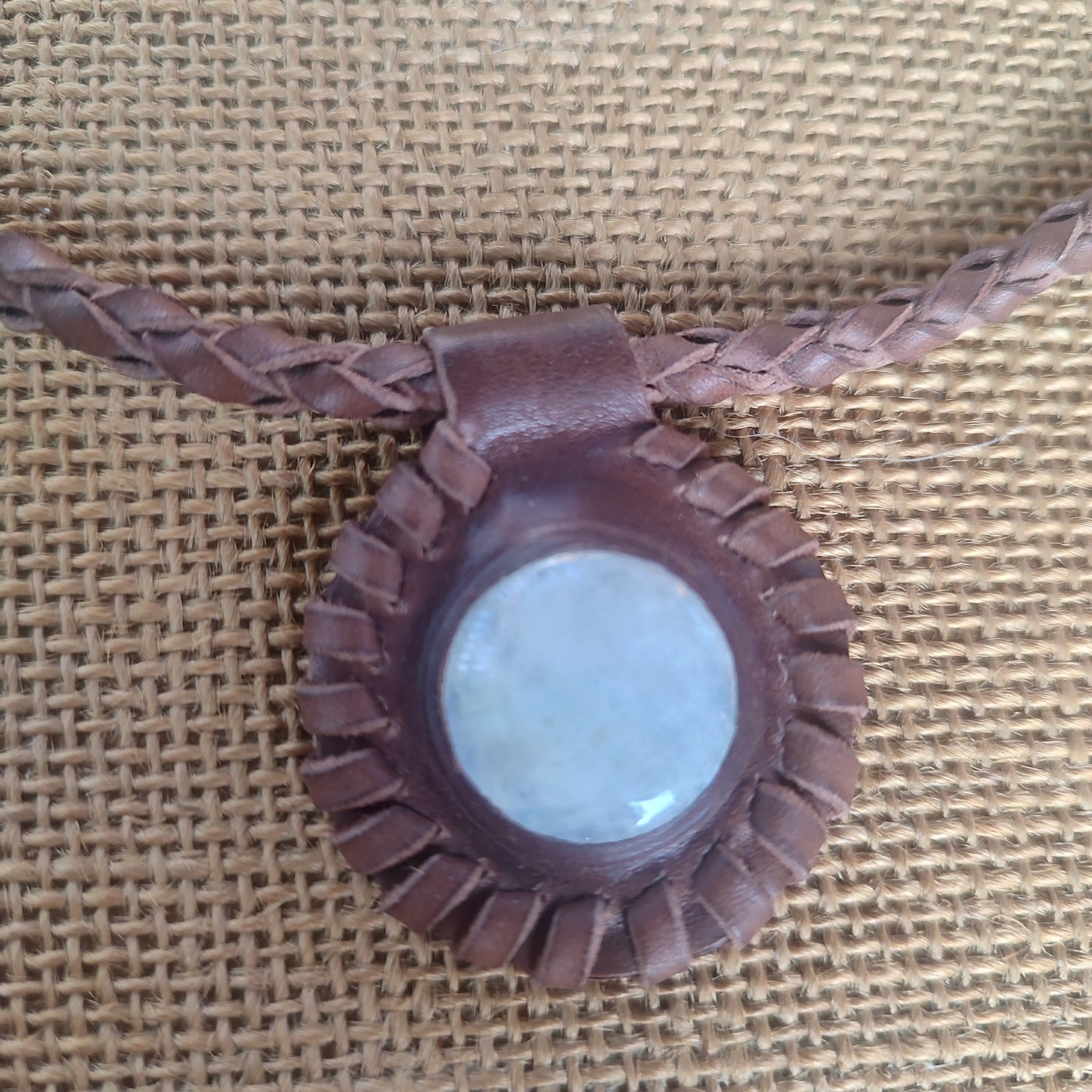 Cordón de cuero trenzado con colgante con piedra, colgante piedra luna, collar de cuero hombre, cuero con piedra