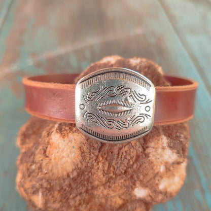 pulsera artesana de cuero y metal unisex