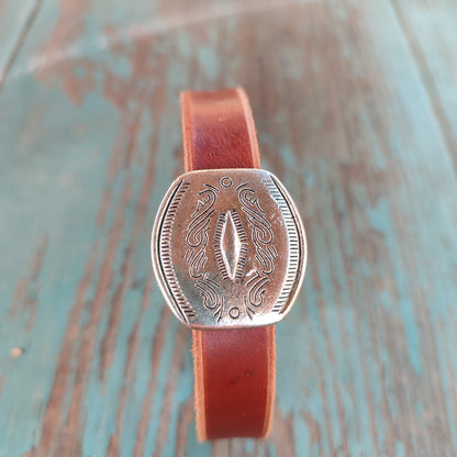 pulsera artesana de cuero y metal unisex