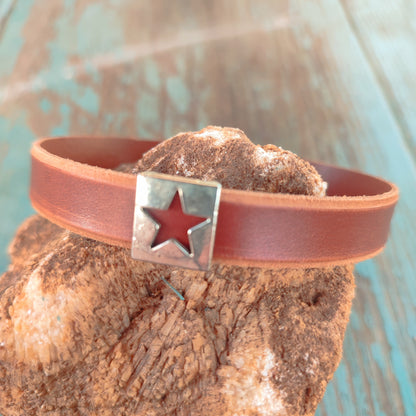 leather bracelet with steel clasp