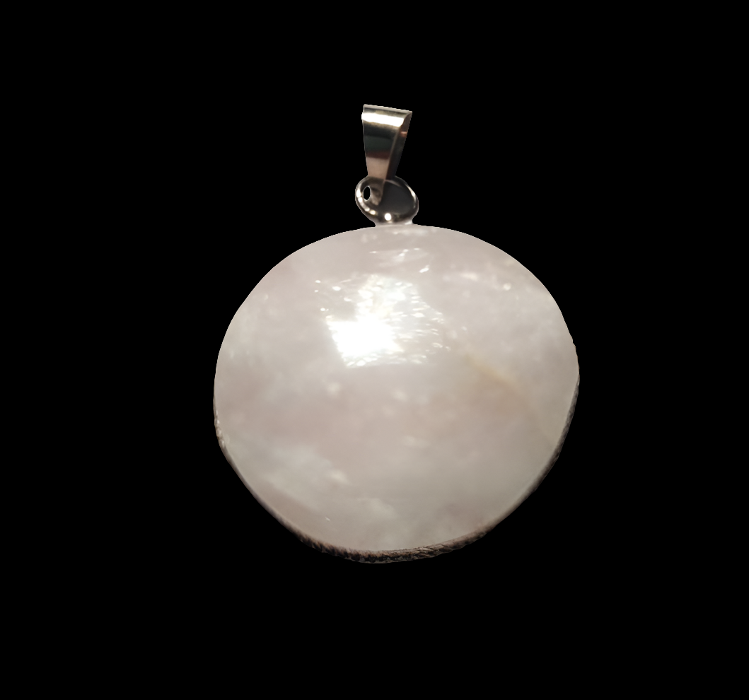 Double silver plated rose quartz pendant