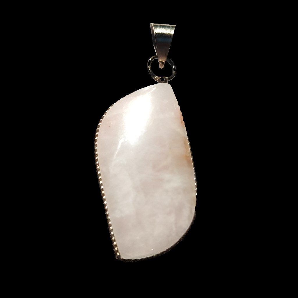 Double silver plated rose quartz pendant
