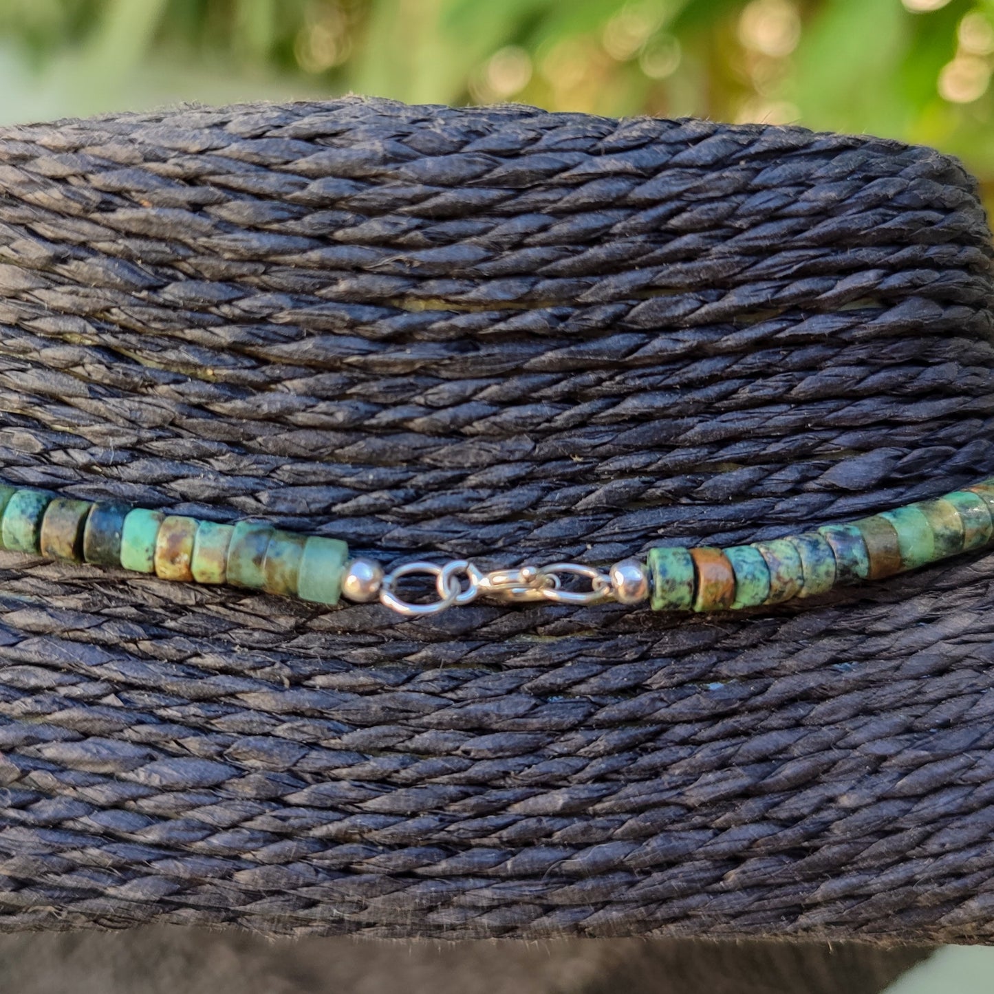 Cierre de plata de ley 925 para el collar de turquesa africana.