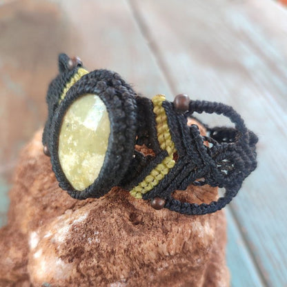 pulsera de macramé con jaspe verde