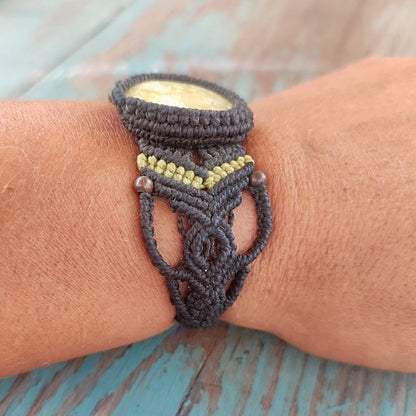 pulsera de macramé con jaspe verde