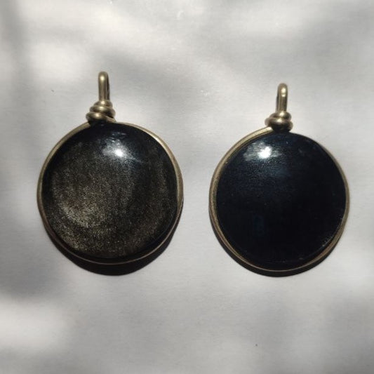 Colgante de obsidiana plateada xl