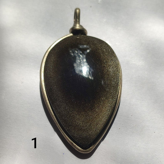 Colgante de obsidiana dorada lagrima XL