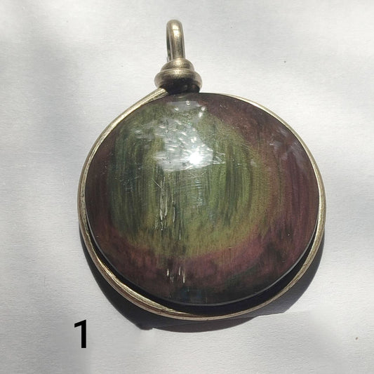 Colgante de obsidiana manto huichol redondo XL