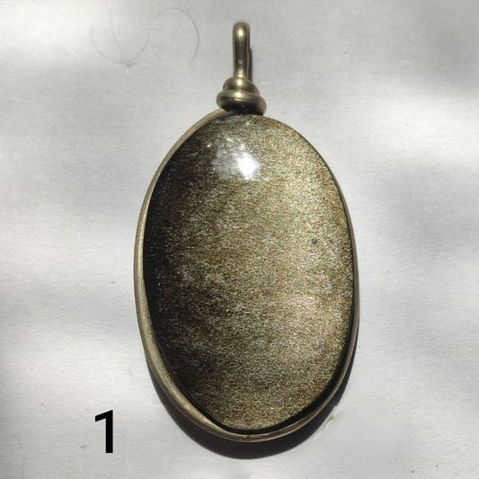 Colgante ovalado de obsidiana dorada XL