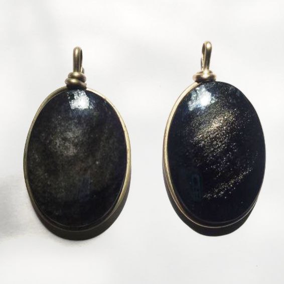 Colgante de obsidiana plateada xl ovalado