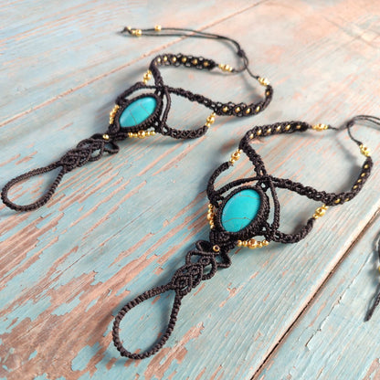 black and turquoise barefoot sandal