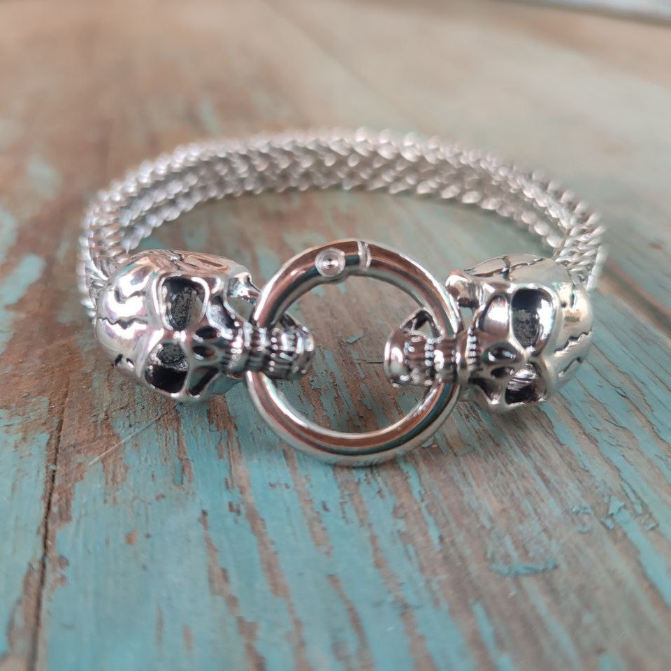 Steel skull bracelet