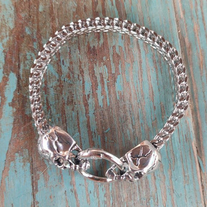 Bracelet tête de mort en acier