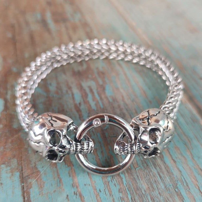 Steel skull bracelet