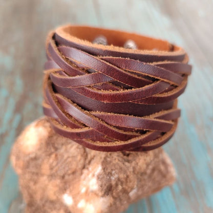 Bracelet large en cuir