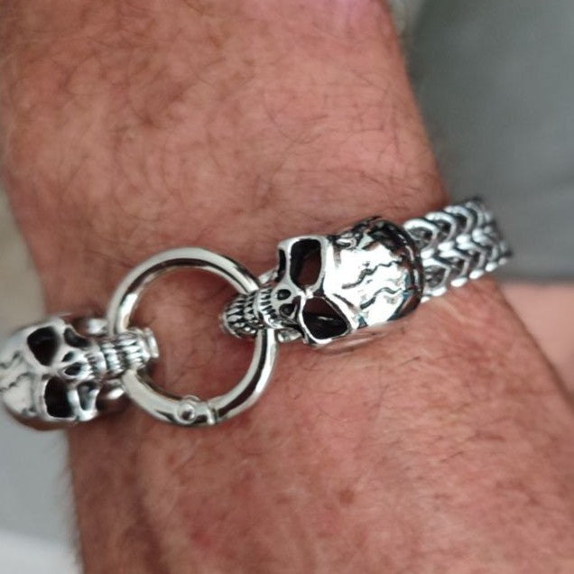 Steel skull bracelet