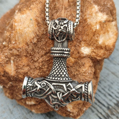 XL steel Thor's hammer pendant