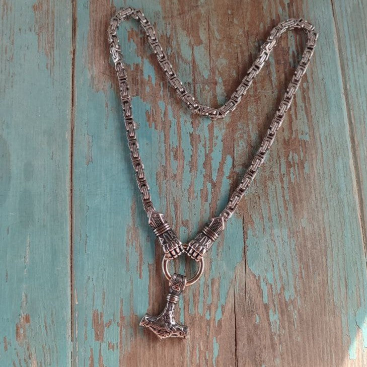 Large Thor's Hammer Necklace with Cuffs