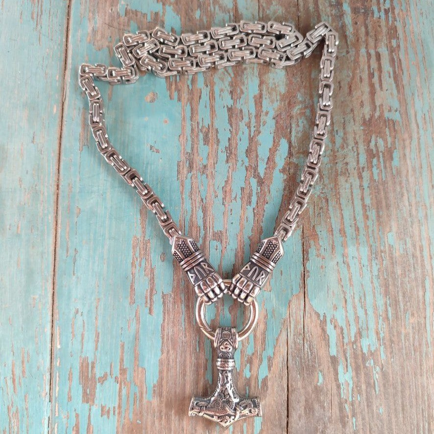 Large Thor's Hammer Necklace with Cuffs