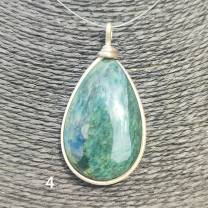 XL Huichol mantle tear obsidian pendant