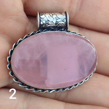 Colgante de Cuarzo Rosa Grande | Joyería de la India