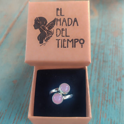 Anillo doble de cuarzo rosa