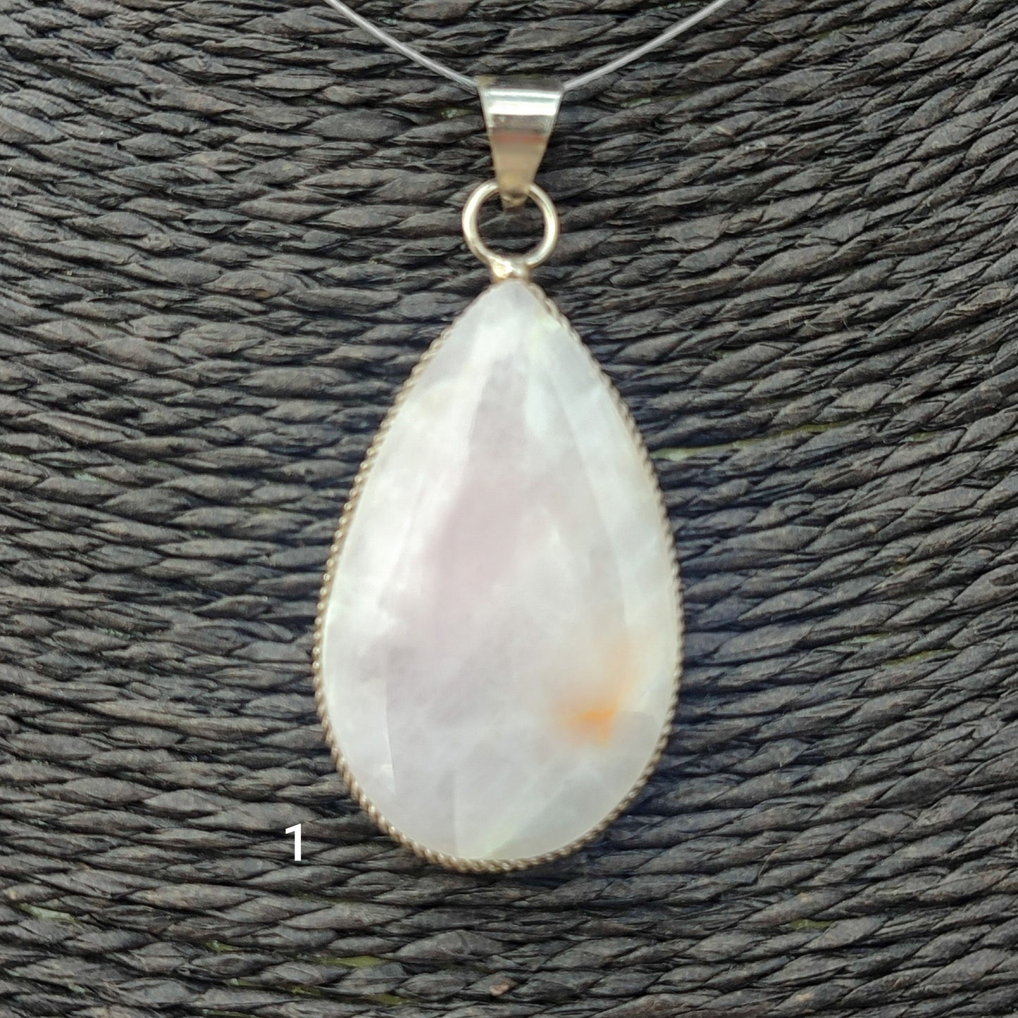 Double silver plated rose quartz pendant