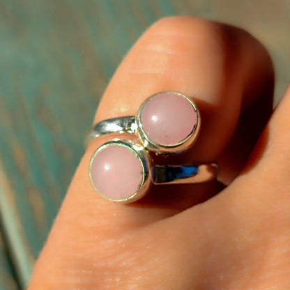 Anillo doble de cuarzo rosa