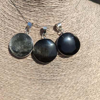 Pendentif obsidienne argent xl