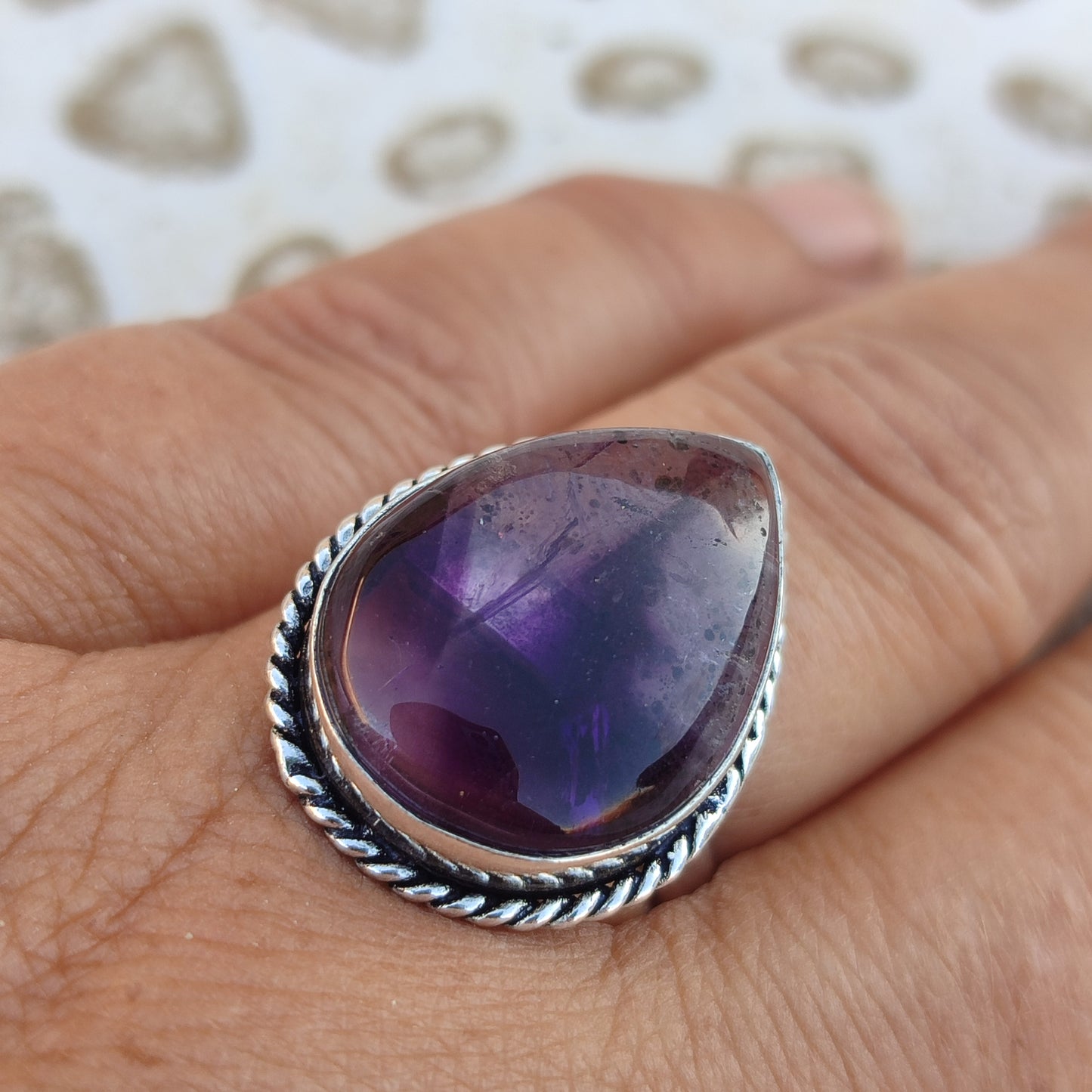 Anillo de Amatista Ajustable | Joyería de la India