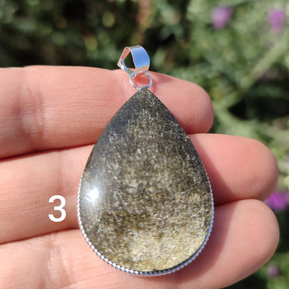 Golden obsidian teardrop pendant