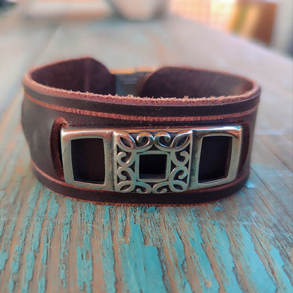 Pulsera acero y cuero